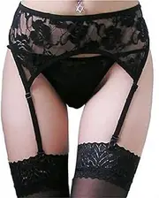 [Mismxc] Women's 3 Pieces Lace Garter Belt Stockings Sets with Butterfly Panty