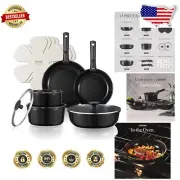Versatile Non-Stick Cookware Set with Detachable Handle - Induction & Oven Safe