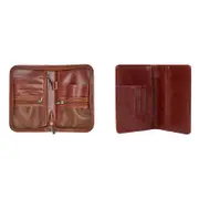 2pc Annabel Trends Gentlemans Leather Passport Holder & Travel Wallet Brown