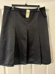 Ann Taylor Silk Sequin Embellished A-LineBlack Side Zip NWT Size 14 Holiday