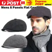 Mens 8 Panels Newsboy Flat Cap Peaky Blinders Baker Boy Golf Driving Beret Hat