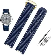 [AEHON] 20mm Watchband Curved End Silicone Rubber Watch band with Metal for Omega strap Seamaster 300 AQUA TERRA AT150 8900 + Tools