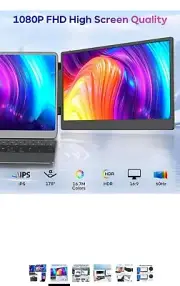 Portable Laptop Screen Monitor Extender - 14" 1080P FHD Zumvalt