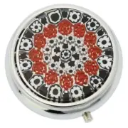 GlassOfVenice Murano Glass Small Millefiori Pill Box - Silver Round