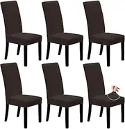 [Easy-Going] Dining Chair Covers Stretch Dining Room Chair Covers Set of 6, Parsons Chair Slipcovers for Dining Room, Ceremony, Banquet, Chocolate