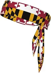 Maryland State Flag Print Tie Headbands, Ninja Karate Versatile Head Tie For Men Women,For Basketball Running Tennis