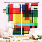 Color Mosaic Pattern 3D Blockout Photo Print Curtain Fabric Curtains Window