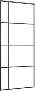 vidaXL Sliding Door Interior Living Room Barn Door Panel System Home Building Materia Hardware Frosted ESG Glass and Aluminium Black