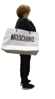 AW20 Moschino Couture Jeremy Scott OVERSIZED WHITE SHOPPER w/BLACK LOGO