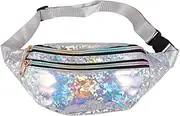[COSMEVIVI] Elegant Silver Sequin Waist Pack Waterproof Sturdy Women's Fashion Bag for Ladies