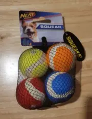 Nerf Balls Dog Squeaker Small - Pack Of 4 Balls - Dog Toy