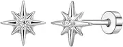 [Generic] Cute Star Flat Back Small Stud Earrings for Women Men Minimalist Stars Cartilage Tragus Piercing Little Studs Hypoallergenic Fashion Trendy Jewelry