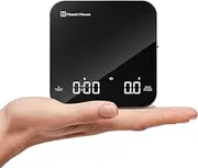 Rechargeable Mini Coffee Scale with Timer, Maestri House Espresso Scale, 2kg/0.1g Accurate Scale for Espresso and Pour-Over Coffee, Portable Digital Kitchen Scale with Automatic Timing（Black&Sliver）