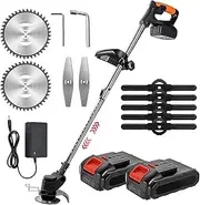 Cordless Grass Trimmer with 24v Lithium Battery and Charger, Electric Lawn Mower 650w Brushcutter Telescopic Handle, 90 ° Rotatable Head for Cutting Lawns in The Garden,Black