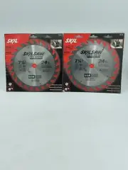 Skil (2) 24 Teeth 7-1/4" Carbide Circular Saw Blades Framing # 75724 - NOS