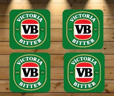 VB Drink Coasters X4. Neoprene. Victoria Bitter. Beer . Bar. Mancave