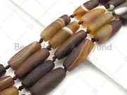 Natural Brown Matt Agate Barrel Spacer Beads, Matt Agate Spacer Beads, Tibetan