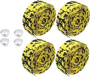 Generic 2 Pairs PU Leather Handlebar Tape for Bicycles Disruptive Pattern Design Camouflage Yellow Black Enhance Comfort Performance for Enthusiasts