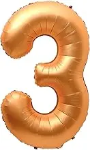 3 Balloon, Number 3 Balloon, 3 Balloon Number 40 Inch, Orange Large Big Foil Number Balloons for Birthday Party Graduation Wedding Anniversary Baby Shower Bachelorette Decoration Supplies (Orange)