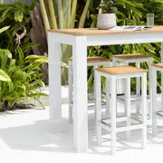 Balmoral 6 Seater Teak Top and Aluminium Alfresco Bar Setting - Outdoor Aluminium Chairs