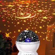 Star Night Light for Kids, Christmas Star Moon Night Lights Projector, 360 Degree Rotation-4 LED Lamps, for Kids