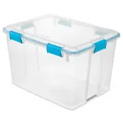 Sterilite 80-Qt Clear Plastic Stackable Storage Bin w/ Gasket Latch Lid, 8 Pack