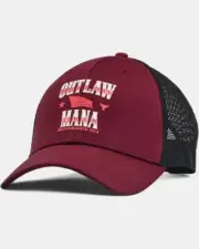 Under Armour Men Project Rock Trucker Hat Outlaw Mana OSFM UA Pro Fit Red/Black