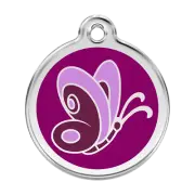 Purple Butterfly Dog Cat Pet - Red Dingo - Dog ID Tag Charm - Lifetime Guarantee