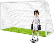 Jexine Backyard Soccer Goal Portable Soccer Net and Steel Frame Weatherproof Soccer Goals Practice Training Goals with 7 Ground Stakes for Kids Adults Competition Outdoor