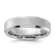 Vitalium Cross Satin Center 6mm Beveled Edge Band VB128