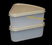 Tupperware Wedge Containers Set of 2 Keepers Rounded Triangle Keepers Hazelnut