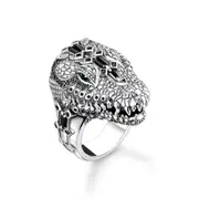Buy Ring Crocodile head with stones blackened silver by Thomas Sabo online - THOMAS SABO Australia