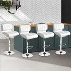 Set Of 4 Modern Bar Stools Faux Leather Padded Kitchen Salon Cafe Gas Lift Seat
