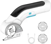 Electric Box Cutter, 2000mAh Rechargeable Scissors with 2 Blade & Safety Switch, 1.5mm Alloy Blade Automatic Sewing Scissors for Fabric, Cardboard, Carpet, Leather