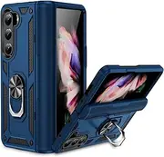 [Asuwish] Compatible with Samsung Galaxy Z Fold 5 5G 2023 Case and Stand Ring Holder Magnetic Kickstand Cell Accessories Phone Cover for Gaxaly ZFold5 Z5 Fold5 5Z ZFold55G for Women Men Blue
