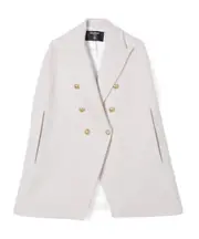 Balmain Kids Double Breasted Felted Cape 14Y White