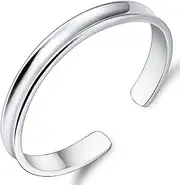 [Tbkoly] Fashion Silver Sterling Cuff Bangle Chain Bracelets,Women 925 Sterling Silver Bracelet Elegant Concave Cuff Bangle Hand Polishing Bracelet Ladies Silver Jewellery