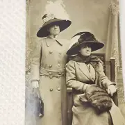 Antique RPPC Real Photo Postcard Victorian Ladies Fashion Big Hats Original
