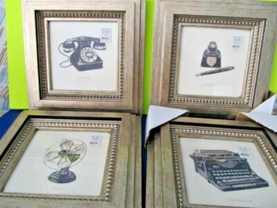 New Vintage Style Wall Prints Fan Telephone Ink Jar Framed Art