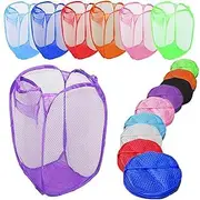 Foldable Pop Up Mesh Washing Laundry Basket Bag Bin Hamper Tidy Storage Organiser Laundry Net Bag Clothes Bags HTUK® (Purple)