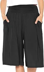 [STRETCH IS COMFORT] Women's Stretch (Rayon) Cropped Gaucho and Long Gaucho Pants with Pockets | Small-5X