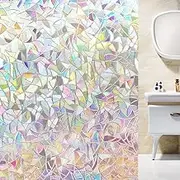 JZS Window Privacy Film, Rainbow Windows Clings, 3D Decorative Windows Vinyl, Stained Glass Window Decals, Static Cling Window Sticker Non-Adhesive,45 x 400cm