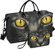 [ZRYSMY] Duffel Bag for Traveling, Halloween Cat Face Eye Travel Bag Gym Bag, with Multiple Interior Pockets Shoulder Weekender Bag for Women Men with Toiletry Bag 20.5L x 1.9W x 13.8H, Multi-Colored