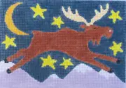 Flying Moose Hand Painted Needlepoint Canvas