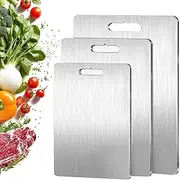 DULCE DOM 3pcs Cutting Board Set for Kitchen Titanium Stainless Steel Cutting Board Easy to Clean Suitable for Kitchen or Outdoor Camping