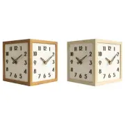 Double Side Wall Mount Corner Clock 23x23cm Punch Solid Wood Silent for Kitchen