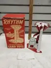 NIB Vintage Tin Toy Educational Rhythm Sand Toy Rowley Clock Tower 50's Orig Box