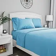 Brushed Microfiber Sheet Set- 3 Piece Bed Linens- Fitted & Flat Sheets, 1 Pillowcase-Wrinkle, Stain & Fade Resistant by Lavish Home (Twin, Light Blue)