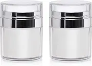 2 Pack 1.7 Oz Airless Pump Jars,Vacuum Cosmetic Travel Containers for Lotions Creams, Moisturizer Pump Dispenser Refillable Airless Travel Jars Empty Make Up Sample Containers (1.7 oz / 50ml)