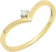 [Dazzlingrock Collection] 14K Gemstone Bridal Chevron Solitaire Engagement Ring, Yellow Gold